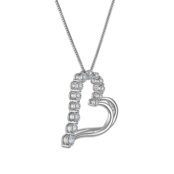 EcoLove 1 4 CTW Lab Grown Diamond 18-inch Heart Pendant in Gold Plated Sterling Silver Online