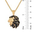 1 2 CTW Black Diamond Lion Head Pendant in Gold Plated Sterling Silver For Sale