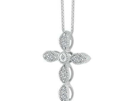 1 10 CTW Diamond Cross 18-inch Pendant in Sterling Silver Online now