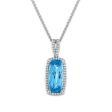 Red Hot Deal  15X7MM Cushion Swiss Blue Topaz and Sapphire Halo 18-inch Pendant in Sterling Silver Online now