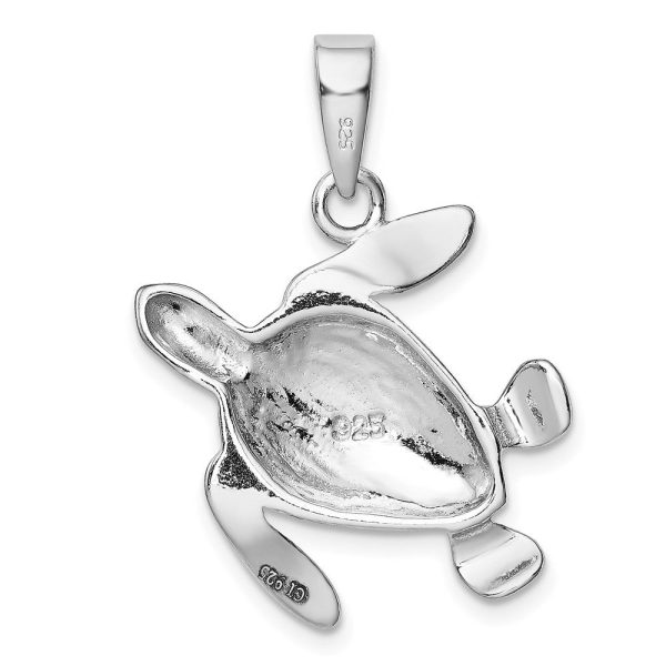 Sterling Silver Created Opal Inlay Turtle Pendant. Chain Not Included Supply