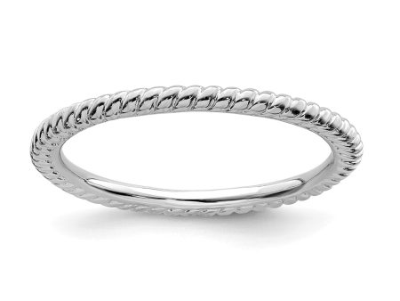 Sterling Silver Stackable Expressions Rhodium Twisted Ring Online Hot Sale