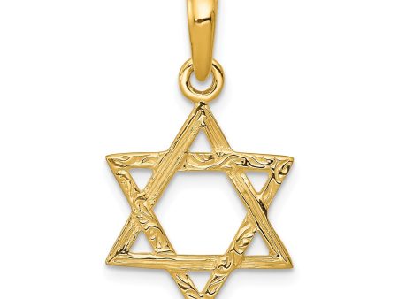 14KT Gold Star of David Pendant. Chain Not Included Cheap