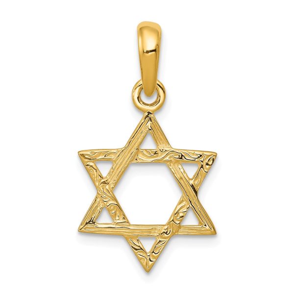 14KT Gold Star of David Pendant. Chain Not Included Cheap