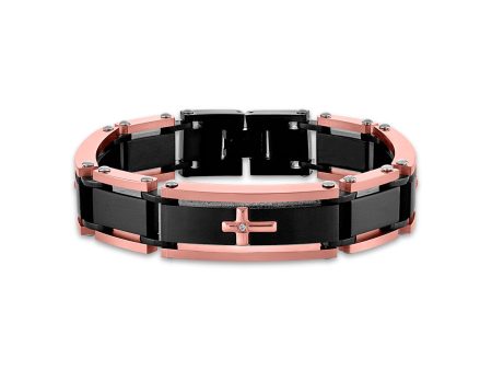 Two-Tone Diamond Accent Cross Bracelet Online