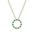 2MM Round Emerald and Opal 18-inch Circle Pendant in Yellow Gold Plated Sterling Silver Online Hot Sale