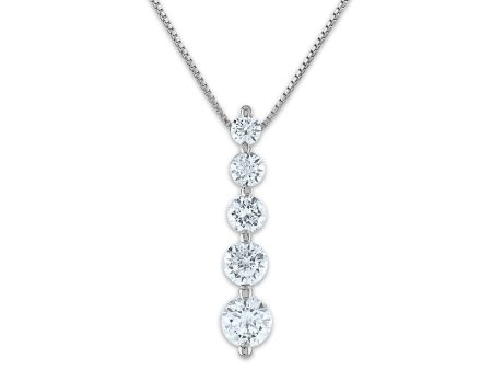 Signature EcoLove 1 CTW Lab Grown Diamond 5 Stone 18-inch Pendant in 14KT White Gold Online