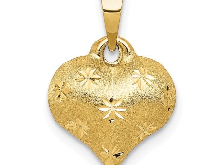 14KT Yellow Gold 16X11MM Diamond-cut Heart Pendant-Chain Not Included Online now