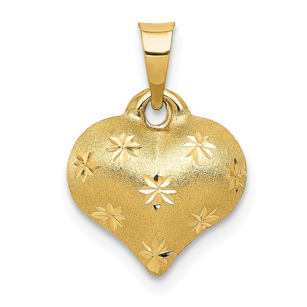 14KT Yellow Gold 16X11MM Diamond-cut Heart Pendant-Chain Not Included Online now