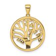 Goldtone Sterling Silver White Sapphire 28X21MM Tree of Life Pendant. Chain Not Included Online