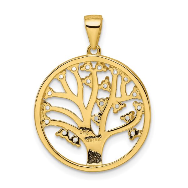 Goldtone Sterling Silver White Sapphire 28X21MM Tree of Life Pendant. Chain Not Included Online