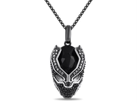 Marvel™ Fine Jewelry Onyx and Diamond Black Panther 18-inch Pendant in Sterling Silver Hot on Sale