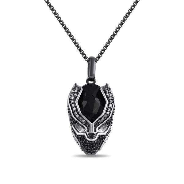 Marvel™ Fine Jewelry Onyx and Diamond Black Panther 18-inch Pendant in Sterling Silver Hot on Sale