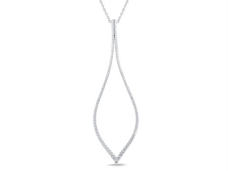 3 4 CTW Diamond 18-inch Large Teardrop Pendant in 10KT White Gold Fashion