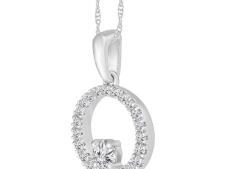 1 4 CTW Diamond Circle 18-inch Pendant in 10KT White Gold Online Sale