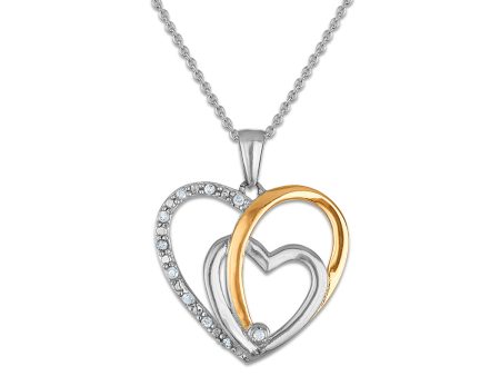 Diamond Accent 18-inch Heart Pendant in Two-Tone Sterling Silver Sale