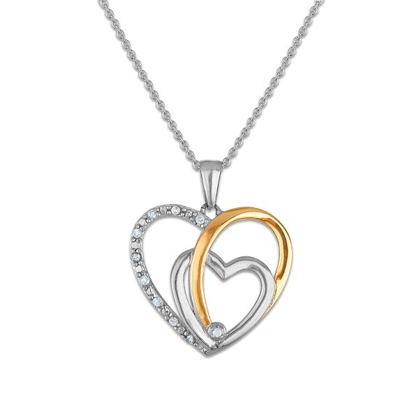 Diamond Accent 18-inch Heart Pendant in Two-Tone Sterling Silver Sale