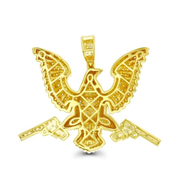 14KT Gold Plated Sterling Silver Cubic Zirconia 42X51MM Eagle Charm. Chain not Included Fashion