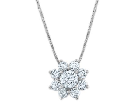 Signature EcoLove 3 4 CTW Lab Grown Diamond Fashion Flower Shaped 18-inch Pendant in 14KT White Gold Supply